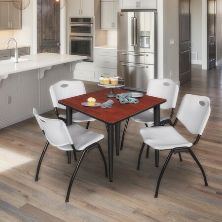 Regency Kahlo Square Table & Chair Sets, 42 W, 42 L, 29 H, Wood, Metal, Plastic Top, Cherry TPL4242CHBK47GY